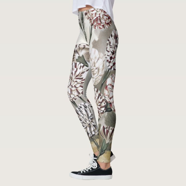 Leggings Flores de clavel variadas con cielo gris (Izquierda)