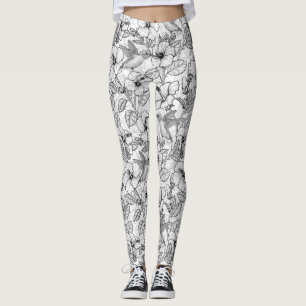 Leggings Flores de colibrí y de hibisco b&p