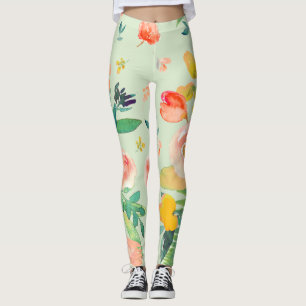 Leggings Flores de color de agua de PixDezines/fondo DIY
