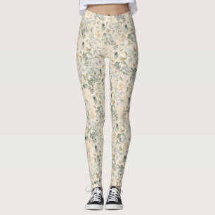 Leggings Flores de color de agua vintage de bonito