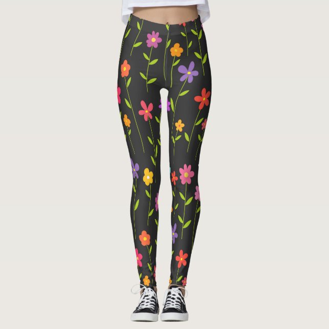 Leggings Flores de color negro (Anverso)