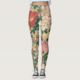 Leggings Flores de cosecha Azalea pintura japonesa