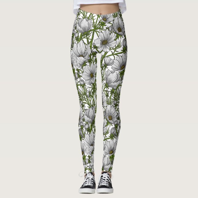 Leggings Flores de cosmos blancos (Anverso)