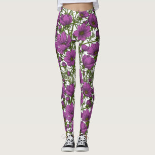 Leggings Flores de cosmos violetas