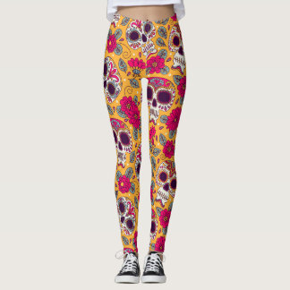 Leggings Flores de cráneo: Antecedentes del Día Mexicano