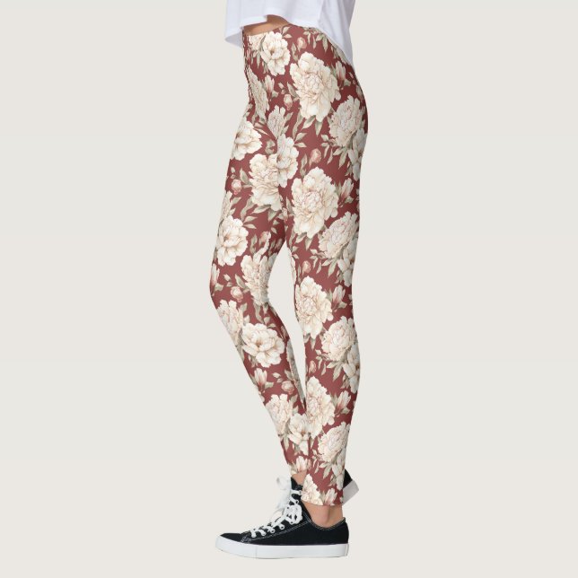 Leggings Flores de Crema Rojos (Izquierda)
