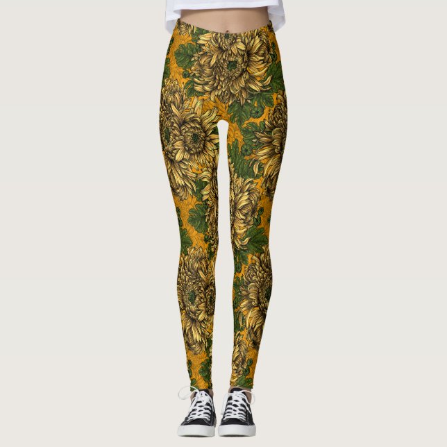 Leggings Flores de crisantemo amarillo (Anverso)