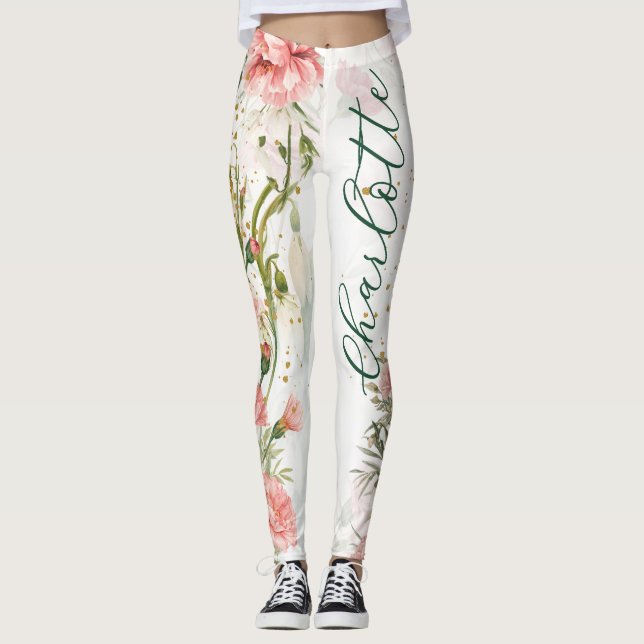 Leggings Flores de Cumpleaños de Enero Claveles y Campanill (Anverso)