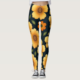 Leggings Flores de Daffodil Patrón floral amarillo
