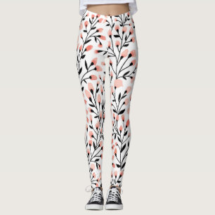 Leggings Flores de Doodle: Coral Floral Seamless.