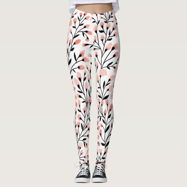 Leggings Flores de Doodle: Coral Floral Seamless. (Anverso)