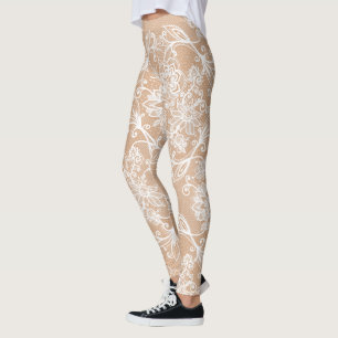 Leggings Flores de encaje blancas falsas Hummingbirds