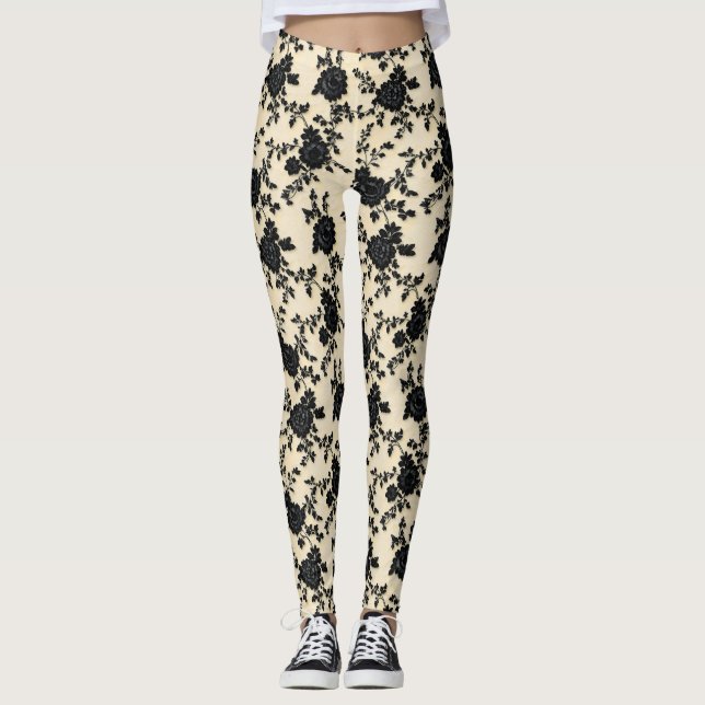 Leggings Flores de encaje negras (Anverso)