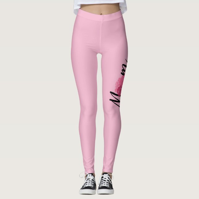 Leggings Flores de estilo rosa de Moda de mamá (Anverso)
