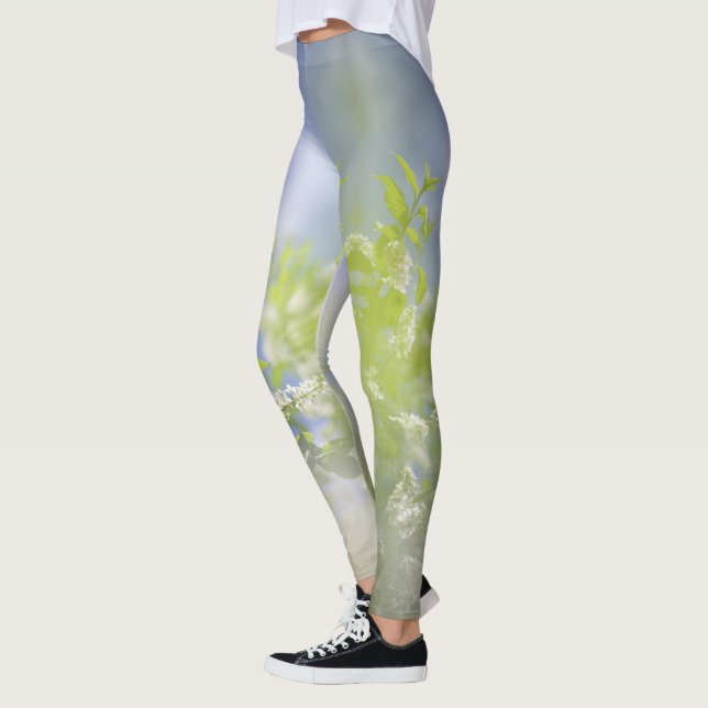 Leggings Flores de flores de cerezo de aves de cerezo de ce (Izquierda)