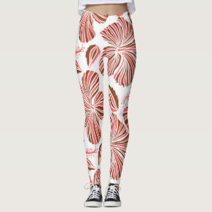 Leggings Flores de hibisco hawaiano: estilo tropical marrón
