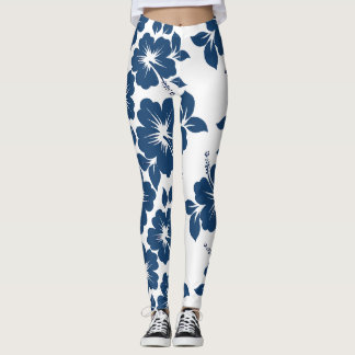 Leggings Flores de Hibiscus azul de Hawái