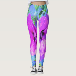 Leggings Flores de Hibiscus púrpura ultravioleta