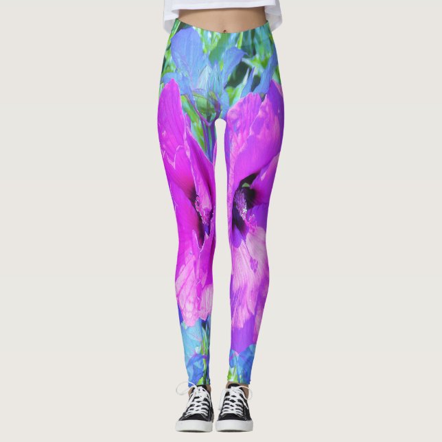 Leggings Flores de Hibiscus púrpura ultravioleta (Anverso)