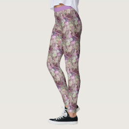 Leggings Flores de hidrangea rosa, púrpura y blanca - Flora