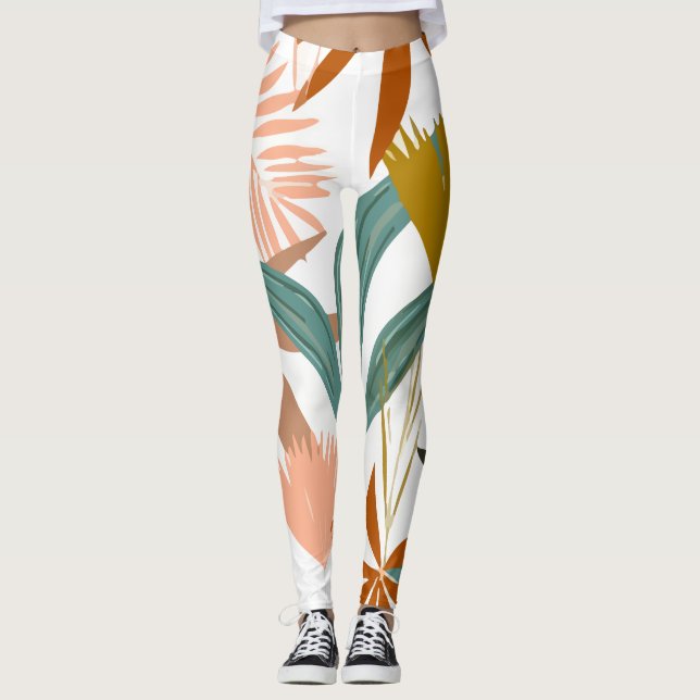 Leggings Flores de hojas tropicales (Anverso)