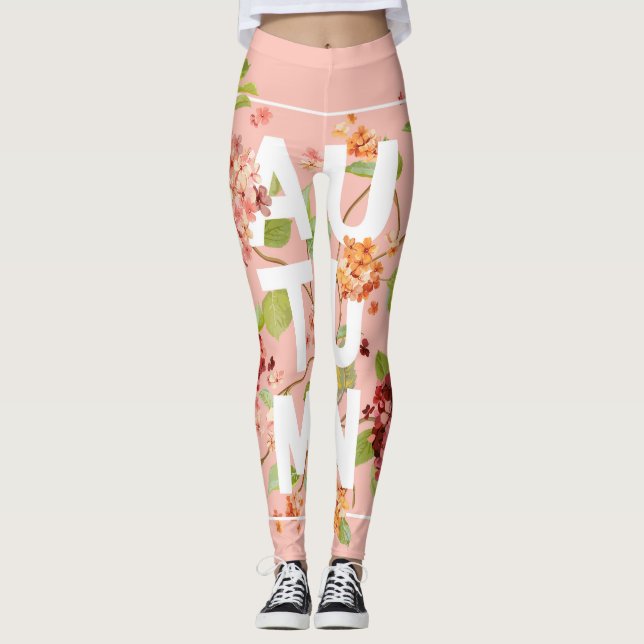 Leggings Flores de Hortensia: fondo de cosecha otoñal (Anverso)