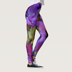 Leggings Flores de Hydrangeas azul morado
