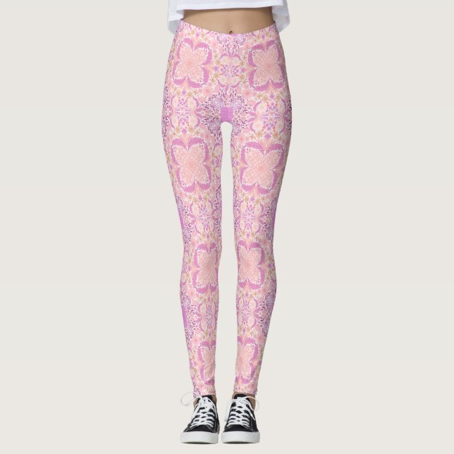 Leggings Flores de jardín retro en rosa (Anverso)