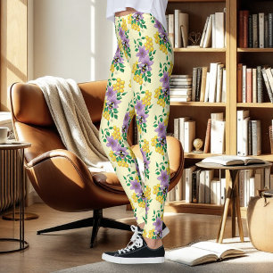 Leggings Flores de lavanda de abedul amarillo