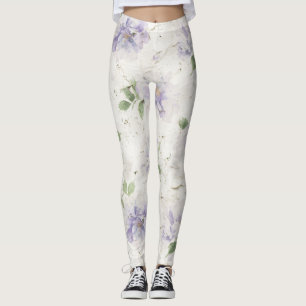 Leggings Flores de lavanda morada bonitas