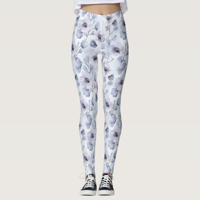 Leggings Flores de lavanda morada de bonito (Anverso)