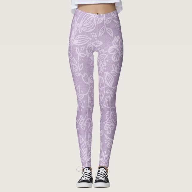 Leggings Flores de lavanda Piernas púrpuras (Anverso)