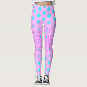 Leggings Flores de Lilac, azul cielo y rosa
