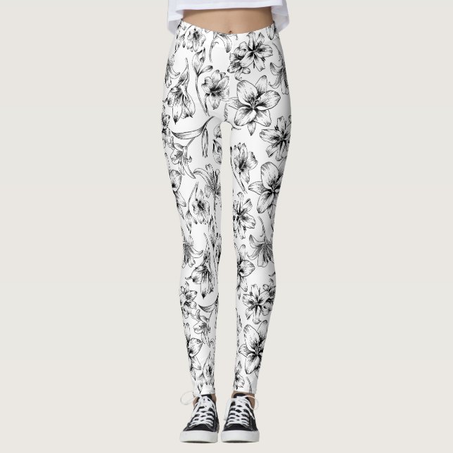 Leggings Flores de Lily Negra (Anverso)