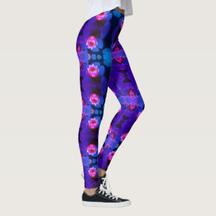 Leggings Flores De Lirio De Agua Rosa Estilizada Plantas Le