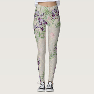 Leggings Flores de los guisantes de olor del vintage por