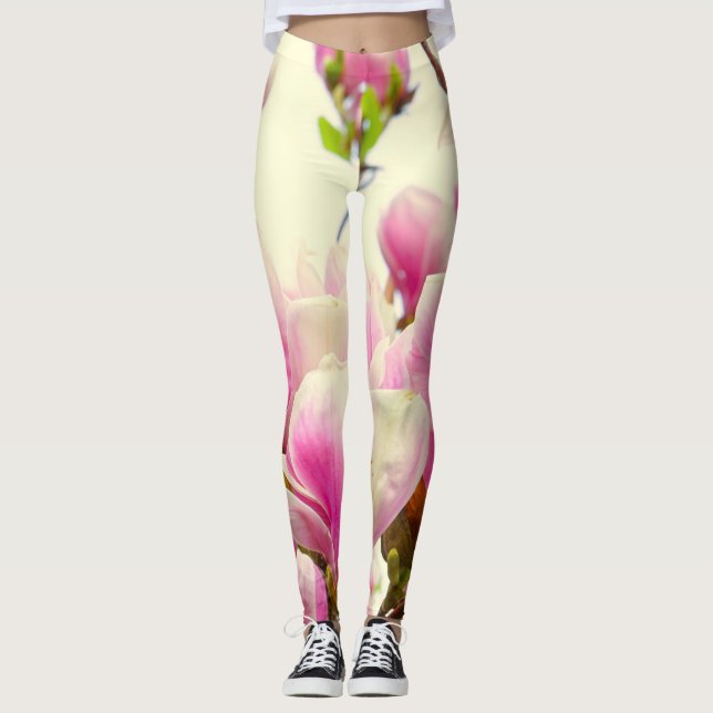 Leggings Flores de Magnolia Flores Florales Blossom Botánic (Anverso)