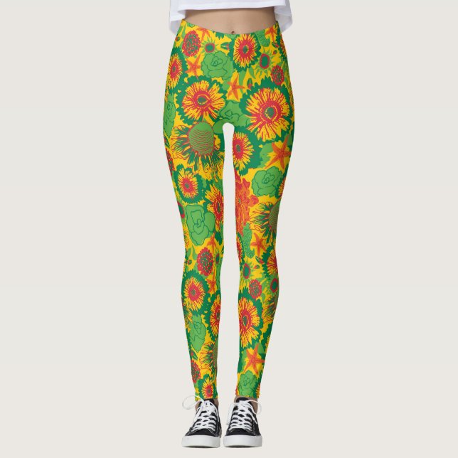 Leggings Flores de mano humeantes (Anverso)