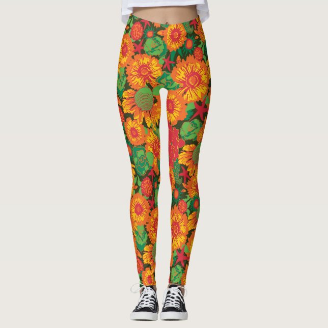 Leggings Flores de mano humeantes (Anverso)