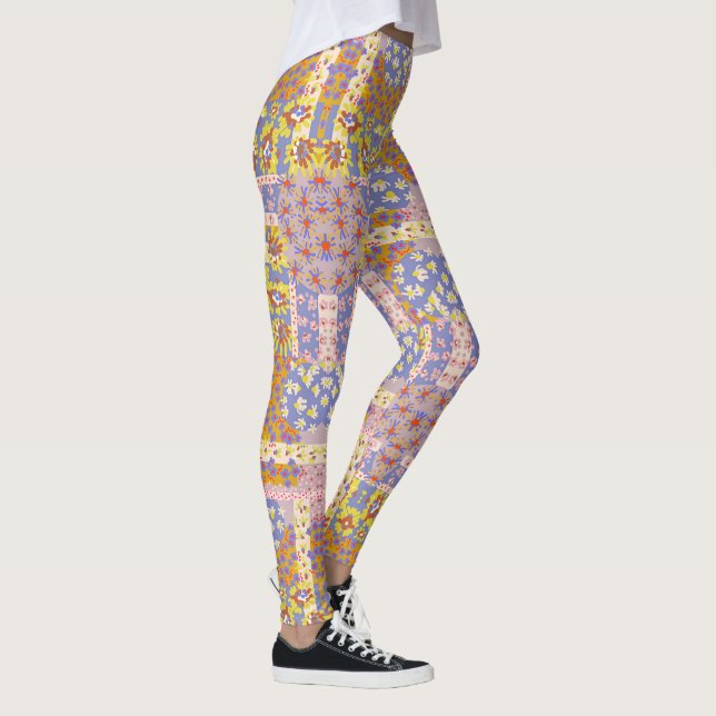 Leggings Flores de margarita modernas en Periwinkle (Derecha)