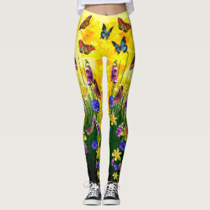 Leggings Flores de mariposa en primavera