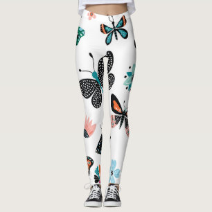 Leggings Flores de mariposas: Colección de manos dibujadas