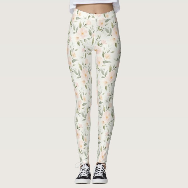 Leggings Flores de melocotón preciosas (Anverso)