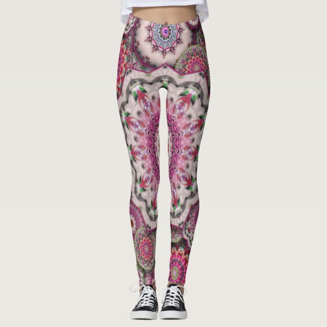 Leggings flores de mosaico damasco persa mandala moda elega (Anverso)
