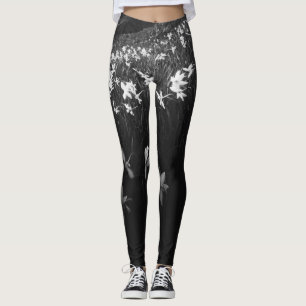 Leggings Flores de narciso blanco en la oscuridad
