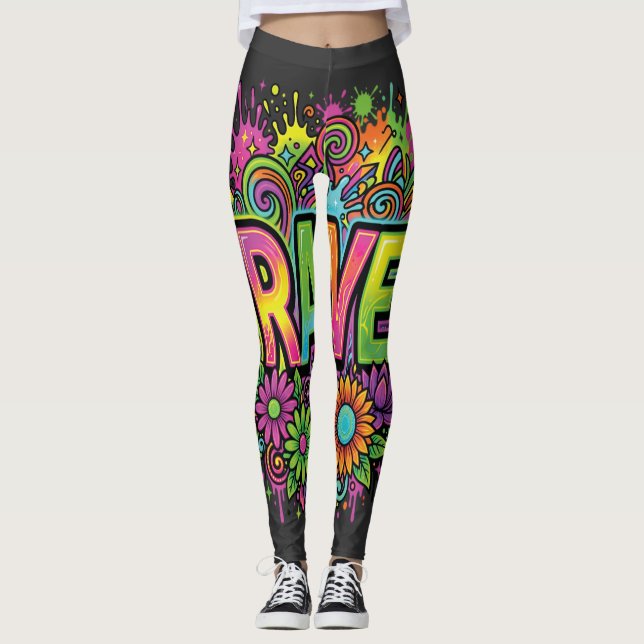 Leggings Flores de neón RAVE (Anverso)