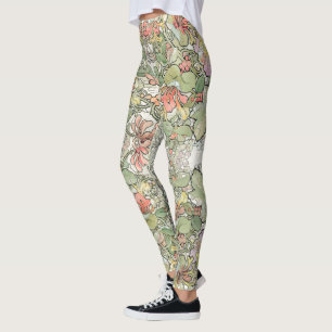 Leggings Flores de Nouveau del arte de Mucha por todo las