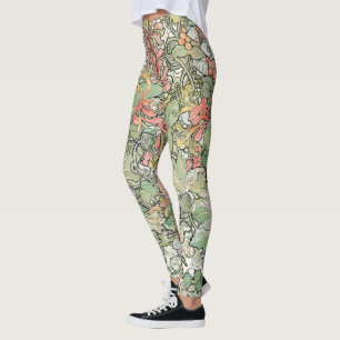 Leggings Flores de Nouveau del arte de Mucha por todo las
