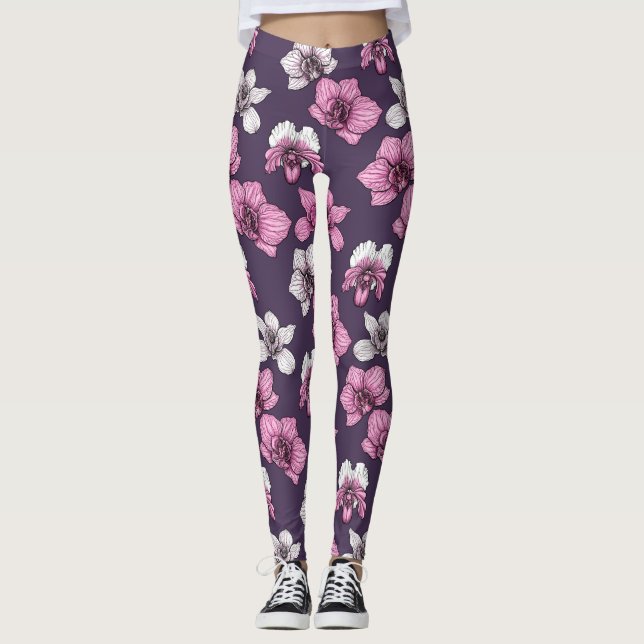 Leggings Flores de orquídea rosa (Anverso)