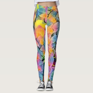 Leggings Flores de orquídeas multicolores pintura acuarela